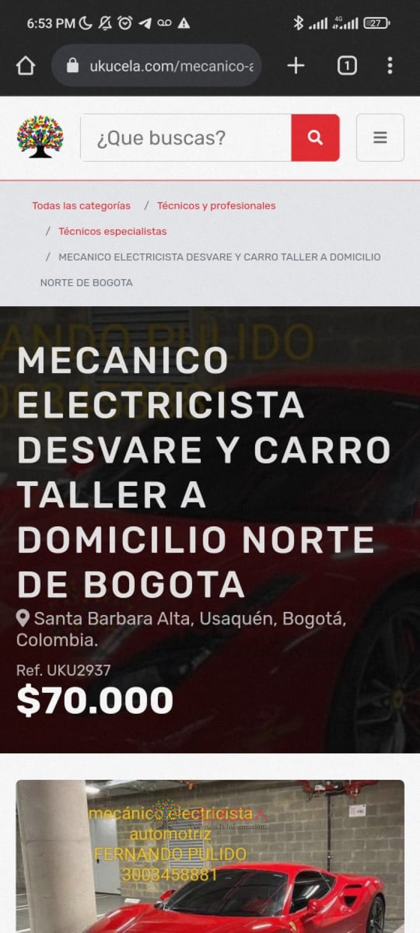 MECANICO ELECTRICISTA A DOMICILIO DESVARE 24 HORAS A DOMICILO  REPARACIÓN DE CARRO TALLER