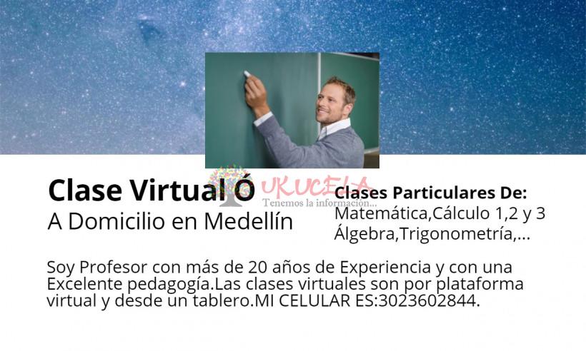 Profesor Particular y Clases Virtuales de matemáticas y cálculo en Medellín