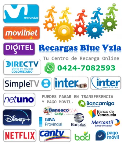 Recarga de Saldo Movistar Movilnet Digitel SimpleTV Inter