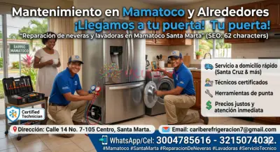 Reparación de neveras y lavadoras en Mamatoco Santa Marta