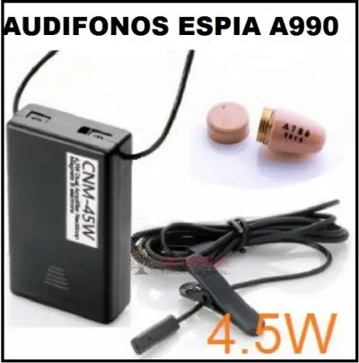 AUDIFONOS ESPIA MODELO A990 CON AUDIFONO COLOR PIEL Y CAJA NEGRA