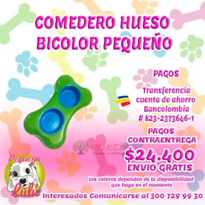 COMEDERO PARA PERROS HUESO DOBLE PEQUEÑO