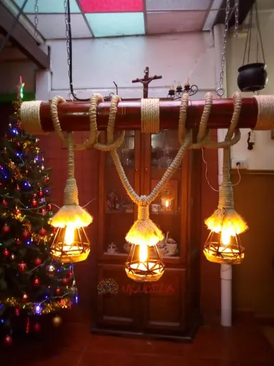 lampara de guadua hilo fique bombillo edison