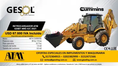 Retrocargador Pajarita ATM 4x4 100HP Cummins