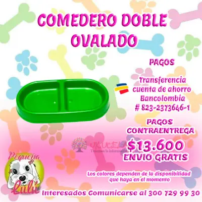 COMEDERO PARA PERROS DOBLE OVALADO