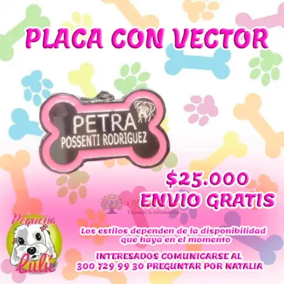 PLACAS  PARA PERROS CON VECTOR