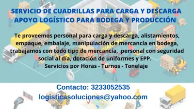 SERVICIO DE CUADRILLAS PARA CARGUE Y DESCARGUE COTEROS