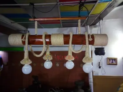 lampara de guadua hilo fique bombillo edison hermosa decorar