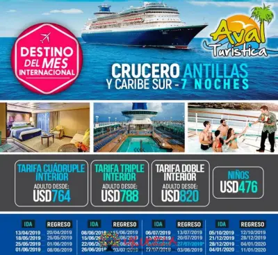 CRUCERO POR LAS ANTILLAS Salida desde Cartagena ¡TODOS LOS SÁBADOS!