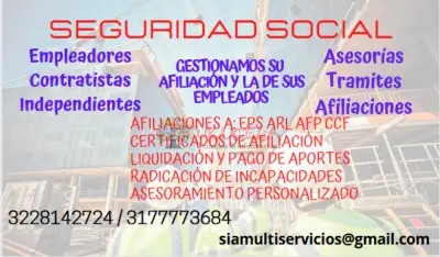 seguridad social  afiliaciones  tramites  asesorias eps arl