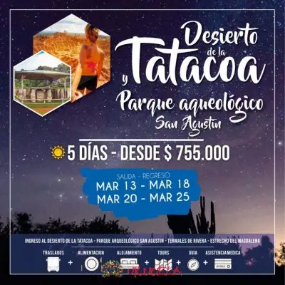 Excursión Desierto de la Tatacoa y San Agustin 05 días