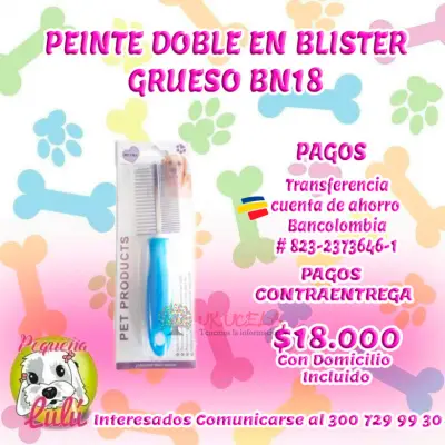 CEPILLO PARA PERROS PEINETA BOBLE BLISTER
