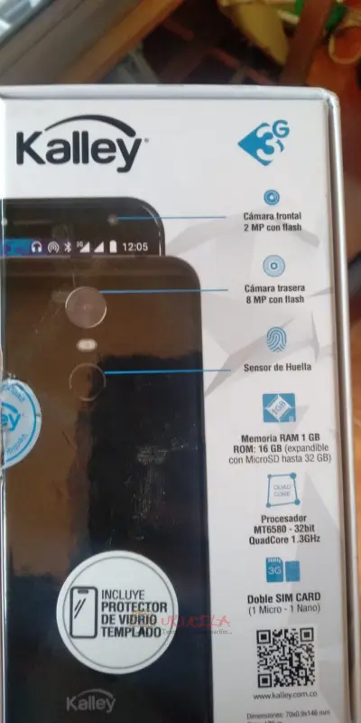 CELULAR NUEVO  KALLEY DE 5.5 PULGADAS 16 GB DE ROM RAM 1 GB camara de 8 mpx y 5 mpx 1 AÑO