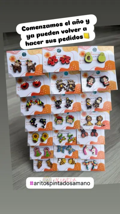 ARETES Y TOPITOS PINTADOS A MANO