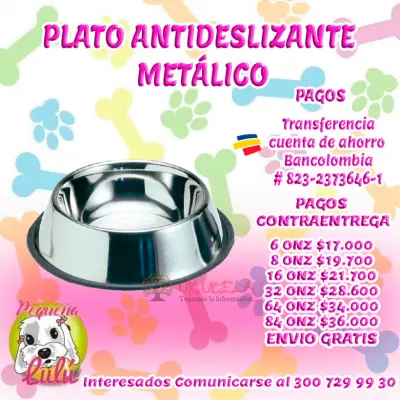 COMEDERO PARA PERROS METALICOS ANTIDESLIZANTES