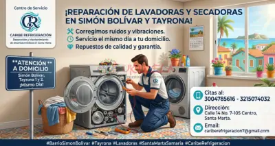 Reparación de lavadoras y secadoras en Simón Bolívar Santa Marta
