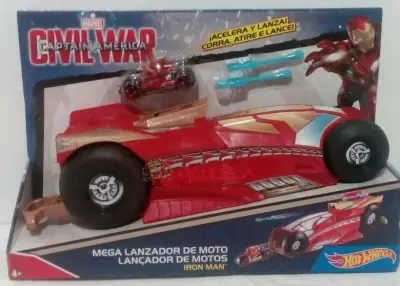 Mega Lanzador Hot Wheels Marvel Iron Man.